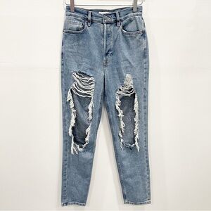 Pacsun Ultra High Rise Slim Jeans Distressed Destroyed Size 25 Light Wash Cotton